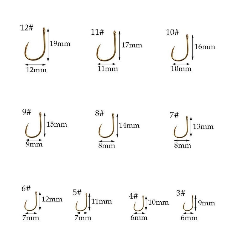 Laxygo 300pcs Small Fishing Hooks  Fishing Hooks Set 6 Sizes with a Plastic Box ( Gold) - Image 2